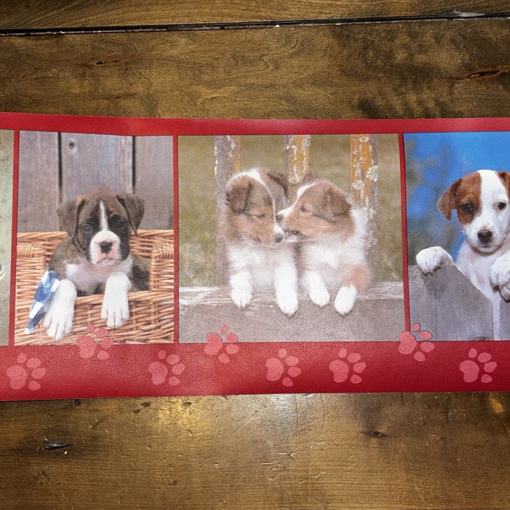 3pc VTG Puppy Dog Burgandy Wallpaper Border Taylor Pre-Pasted 7"x5yds‎ 750-0813